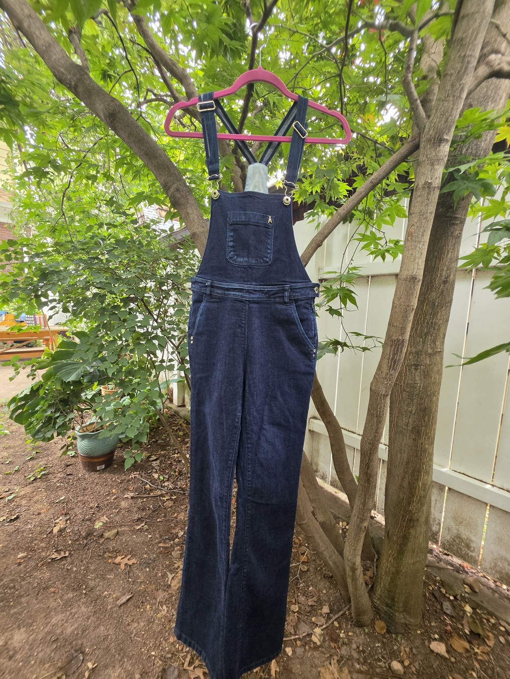 Zara Dark Blue Denim Flare Overalls